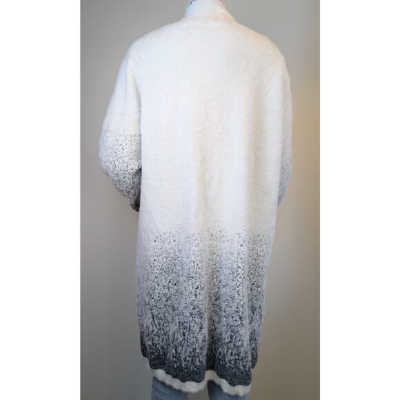 New Venario Long Cardigan Sweater Duster XXL White Gray Ombre Open Front Soft - Picture 8 of 12